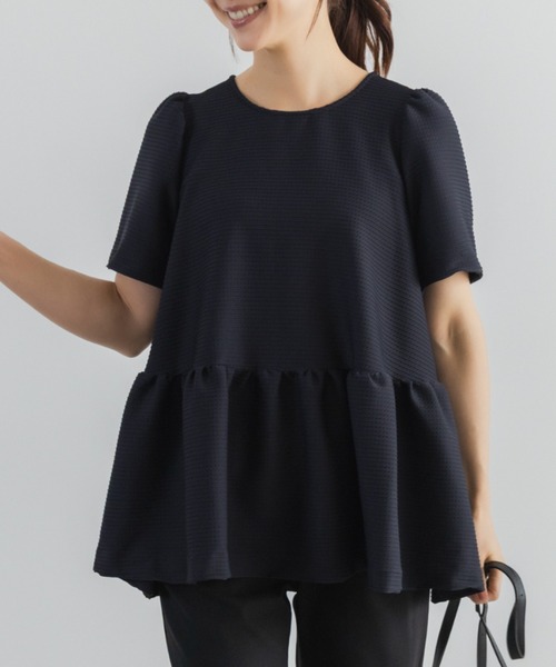 Sono（ソーノ）の「【新作 8/5発売】【【SONO/ソーノ】レイシーJQ　フレアプルオーバー（Tシャツ/カットソー・レディース・ネイビー/ホワイト/ブラック・F）」の4枚目の写真