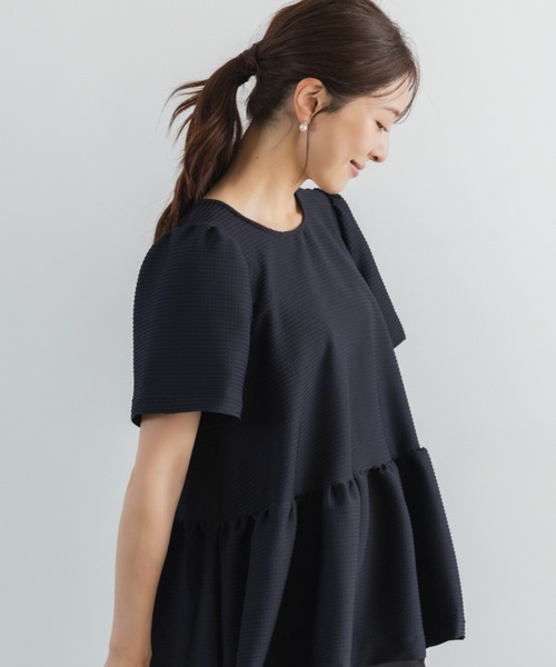 Sono（ソーノ）の「【新作 8/5発売】【【SONO/ソーノ】レイシーJQ　フレアプルオーバー（Tシャツ/カットソー・レディース・ネイビー/ホワイト/ブラック・F）」の5枚目の写真