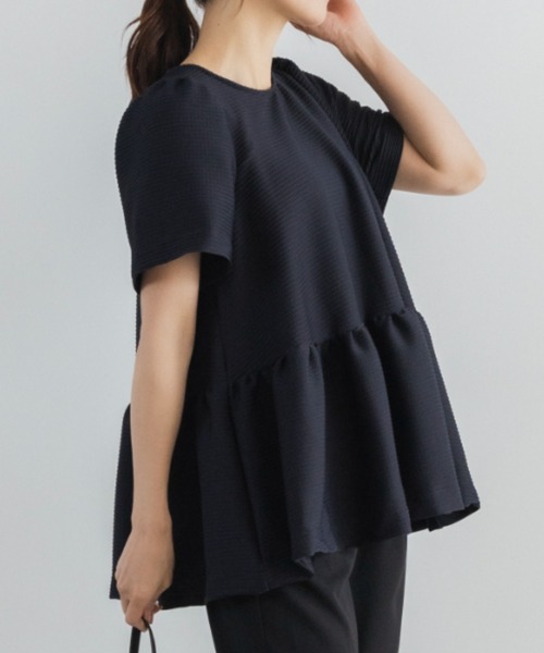 Sono（ソーノ）の「【新作 8/5発売】【【SONO/ソーノ】レイシーJQ　フレアプルオーバー（Tシャツ/カットソー・レディース・ネイビー/ホワイト/ブラック・F）」の8枚目の写真
