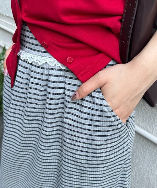 DISCOAT(ディスコート)の「【umm.】ボーダーリブスカート(スカート・レディース・グレー/ネイビー・FREE)」の21枚目の写真