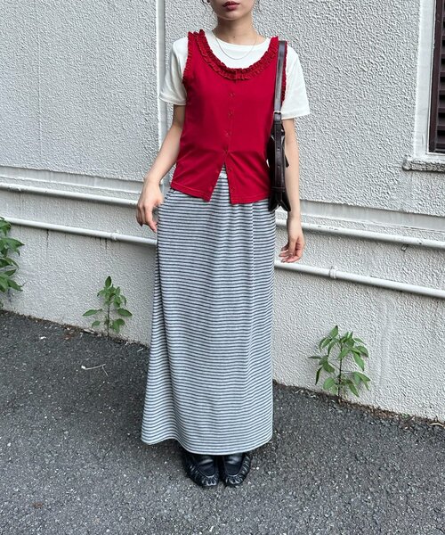 DISCOAT（ディスコート）の「【umm.】ボーダーリブスカート（スカート・レディース・グレー/ネイビー・FREE）」の22枚目の写真