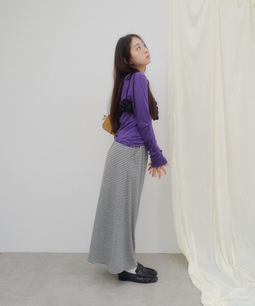 DISCOAT(ディスコート)の「【umm.】ボーダーリブスカート(スカート・レディース・グレー/ネイビー・FREE)」の12枚目の写真