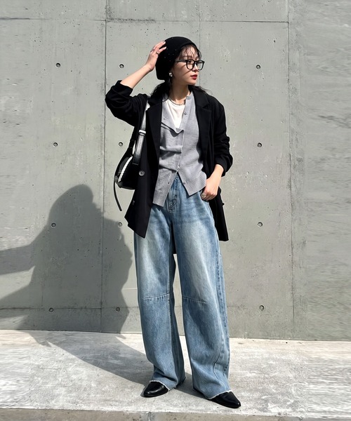 antiqua(アンティカ)の「カシミヤタッチ ドレープ ニットカーディガン(ニット/セーター・レディース・ブラック/杢グレー/ブルー・ONESIZE)」の10枚目の写真