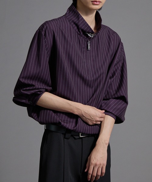 Loose/ルース（ルース）の「ファイヤーマンフック ハイネックハーフジップドローコード長袖シャツ（シャツ/ブラウス・メンズ・ブラック/バーガンディー/グレー・M/S/L）」の3枚目の写真