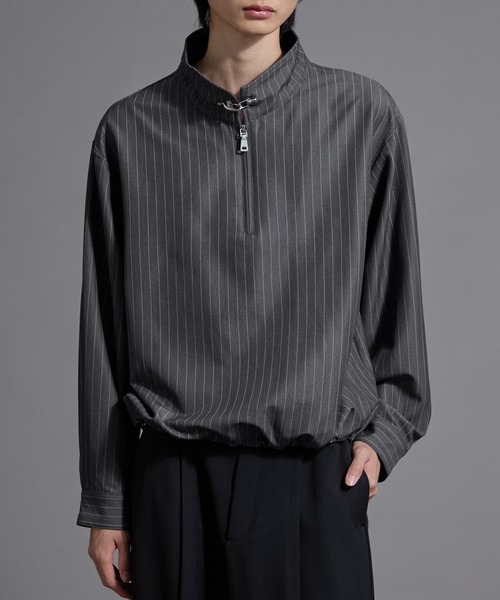 Loose/ルース（ルース）の「ファイヤーマンフック ハイネックハーフジップドローコード長袖シャツ（シャツ/ブラウス・メンズ・ブラック/バーガンディー/グレー・M/S/L）」の8枚目の写真