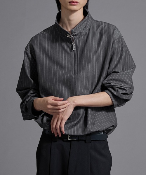 Loose/ルース（ルース）の「ファイヤーマンフック ハイネックハーフジップドローコード長袖シャツ（シャツ/ブラウス・メンズ・ブラック/バーガンディー/グレー・M/S/L）」の9枚目の写真
