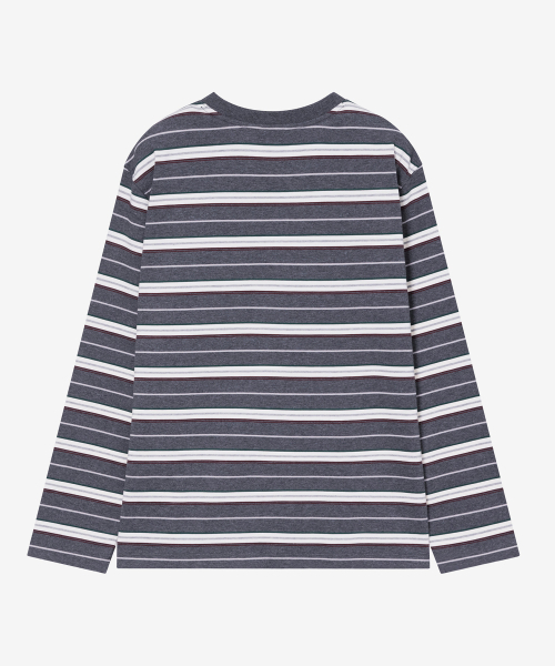 MIND BRIDGE WOMEN（マインドブリッジウーマン）の「[W]グレー マルチストライプ ラウンドネック 長袖 Tシャツ（Tシャツ/カットソー・レディース・チャコール・MEDIUM/SMALL）」の6枚目の写真