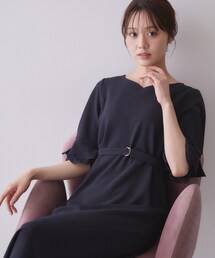 index（インデックス）の「【接触冷感／吸水速乾】ハートネックフレアスリーブワンピース《洗濯機OK／UVケア／ストレッチ》（ワンピース）」