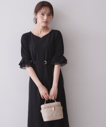 index（インデックス）の「【接触冷感／吸水速乾】ハートネックフレアスリーブワンピース《洗濯機OK／UVケア／ストレッチ》（ワンピース）」