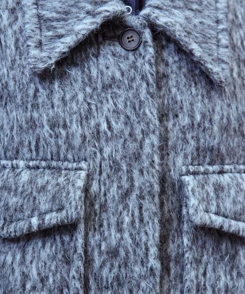 THINGS THAT MATTER(シングス ザット マター)の「【先行予約】DOUBLE CHEST POKET SHAGGY LONG COAT / ダブルチェストポケットシャギーロングコート(ダウンジャケット/コート・レディース・ブラック/グレー・FREE)」の7枚目の写真