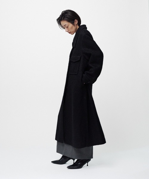 THINGS THAT MATTER(シングス ザット マター)の「【先行予約】DOUBLE CHEST POKET SHAGGY LONG COAT / ダブルチェストポケットシャギーロングコート(ダウンジャケット/コート・レディース・ブラック/グレー・FREE)」の14枚目の写真