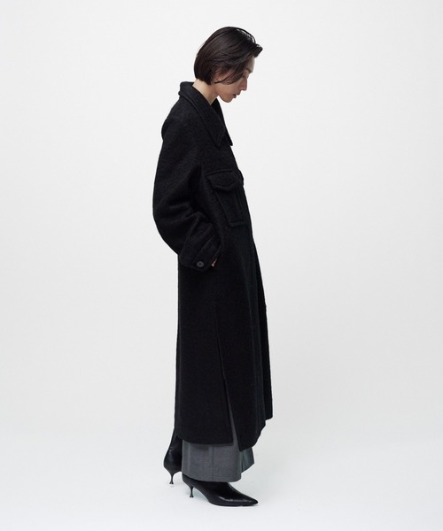 THINGS THAT MATTER(シングス ザット マター)の「【先行予約】DOUBLE CHEST POKET SHAGGY LONG COAT / ダブルチェストポケットシャギーロングコート(ダウンジャケット/コート・レディース・ブラック/グレー・FREE)」の17枚目の写真
