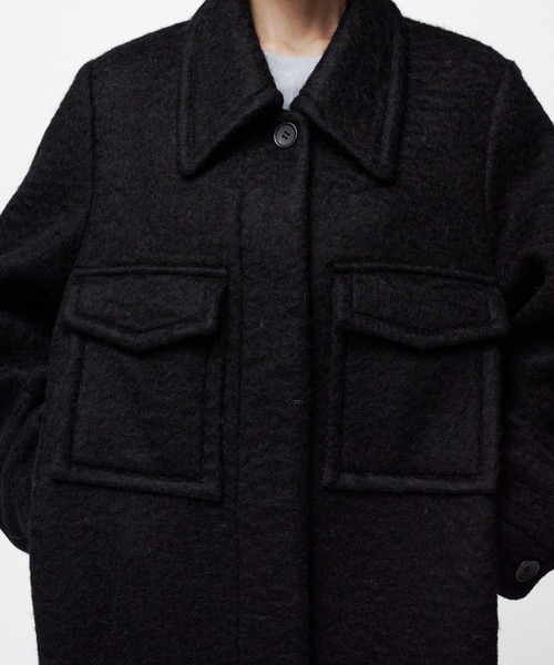 THINGS THAT MATTER(シングス ザット マター)の「【先行予約】DOUBLE CHEST POKET SHAGGY LONG COAT / ダブルチェストポケットシャギーロングコート(ダウンジャケット/コート・レディース・ブラック/グレー・FREE)」の18枚目の写真
