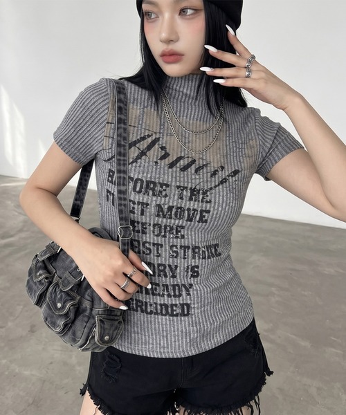 non-hedge(ノンヘッジ)の「リブハイネックロゴトップス(Tシャツ/カットソー・レディース・ブラック/ベージュ/イエロー/ピンク・FREE)」の15枚目の写真