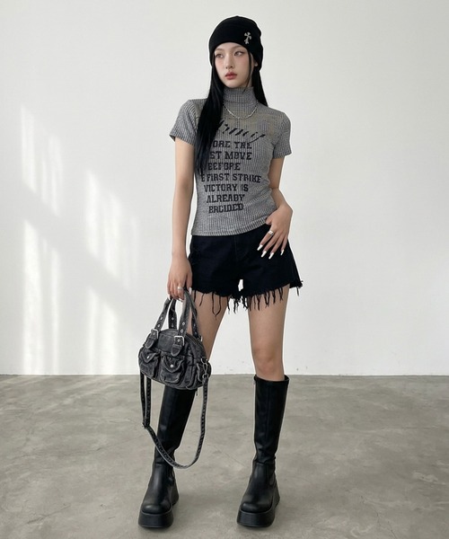 non-hedge(ノンヘッジ)の「リブハイネックロゴトップス(Tシャツ/カットソー・レディース・ブラック/ベージュ/イエロー/ピンク・FREE)」の16枚目の写真