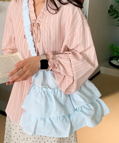 Vipoa（ヴィポア）の「Ruffle tote bag（トートバッグ・レディース・ライトブルー/ミント・FREE）」の5枚目の写真