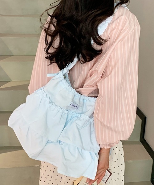 Vipoa（ヴィポア）の「Ruffle tote bag（トートバッグ・レディース・ライトブルー/ミント・FREE）」の6枚目の写真