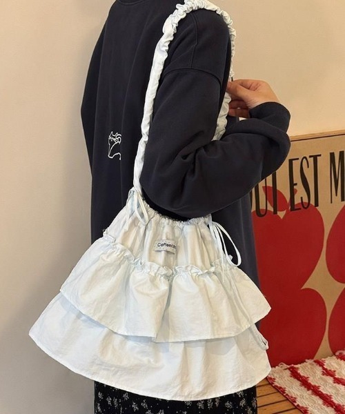 Vipoa（ヴィポア）の「Ruffle tote bag（トートバッグ・レディース・ライトブルー/ミント・FREE）」の11枚目の写真