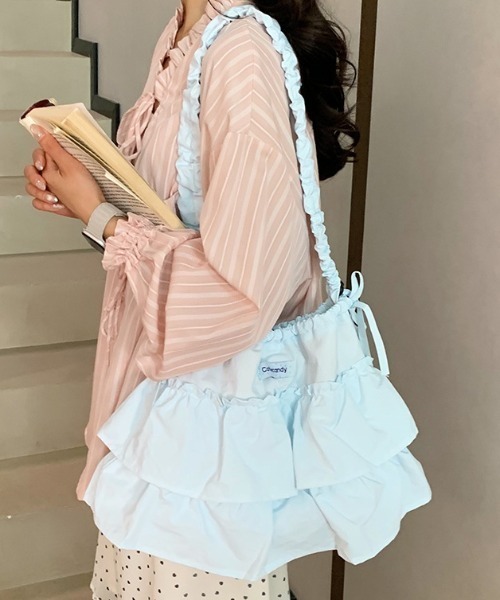 Vipoa（ヴィポア）の「Ruffle tote bag（トートバッグ・レディース・ライトブルー/ミント・FREE）」の7枚目の写真