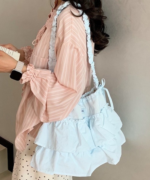 Vipoa（ヴィポア）の「Ruffle tote bag（トートバッグ・レディース・ライトブルー/ミント・FREE）」の8枚目の写真
