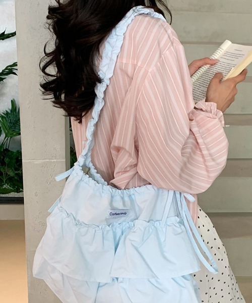 Vipoa（ヴィポア）の「Ruffle tote bag（トートバッグ・レディース・ライトブルー/ミント・FREE）」の9枚目の写真