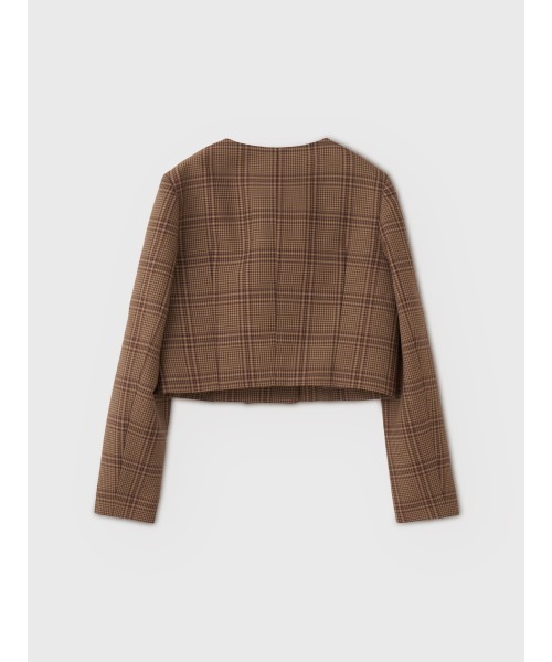 EIMY ISTOIRE(エイミーイストワール)の「CHELSEA JACKET(ノーカラージャケット・レディース・チャコールグレー/チェック・38/36)」の6枚目の写真