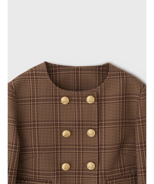 EIMY ISTOIRE(エイミーイストワール)の「CHELSEA JACKET(ノーカラージャケット・レディース・チャコールグレー/チェック・38/36)」の10枚目の写真