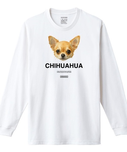Moftique(モフティック)の「Moftique(モフティック) 長袖Tシャツ チワワ 犬 ドッグ ペット アニマル プリント 袖リブ ロンT トップス メンズ ユニセックス(Tシャツ/カットソー・メンズ・ホワイト/ブラック・L/XL/M)」の2枚目の写真