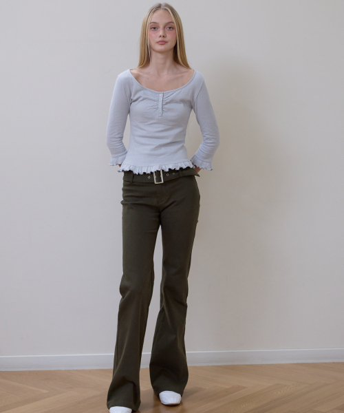 ROSEFRANTZ（ロゼフランツ）の「Frill Three-Quarter Sleeve [Sky Blue]（Tシャツ/カットソー・レディース・スカイブルー・OS）」の4枚目の写真