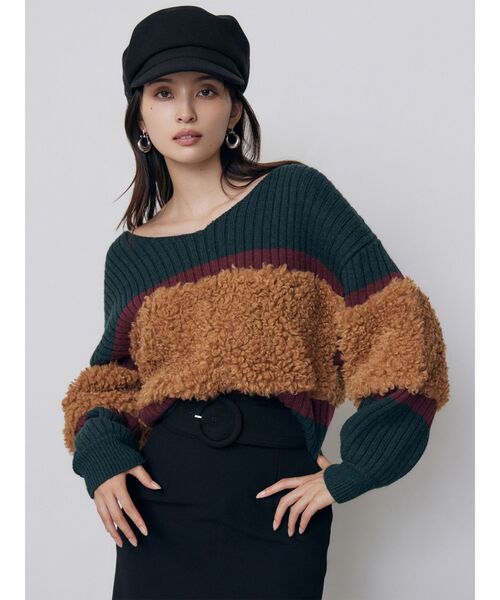 MURUA(ムルーア)の「【20th Anniversary Iconic Items】フェイクファーコンビニット(ニット/セーター・レディース・ブラック/グリーン/ホワイト・FREE)」の21枚目の写真