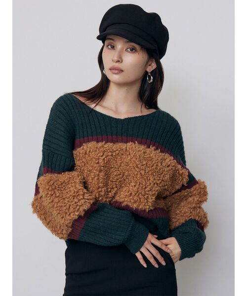 MURUA(ムルーア)の「【20th Anniversary Iconic Items】フェイクファーコンビニット(ニット/セーター・レディース・ブラック/グリーン/ホワイト・FREE)」の22枚目の写真