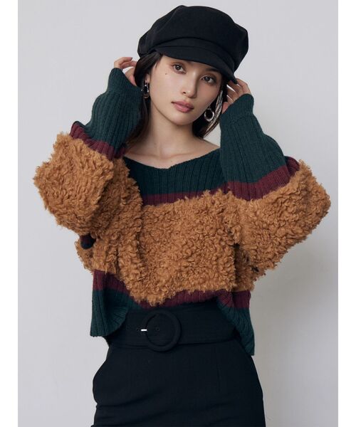 MURUA(ムルーア)の「【20th Anniversary Iconic Items】フェイクファーコンビニット(ニット/セーター・レディース・ブラック/グリーン/ホワイト・FREE)」の12枚目の写真