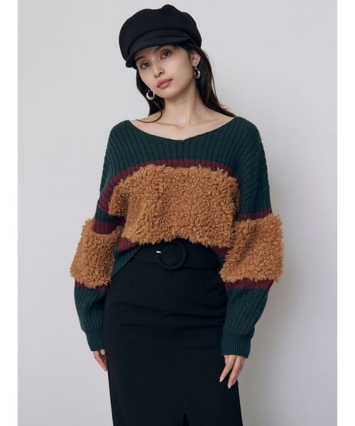 MURUA(ムルーア)の「【20th Anniversary Iconic Items】フェイクファーコンビニット(ニット/セーター・レディース・ブラック/グリーン/ホワイト・FREE)」の13枚目の写真