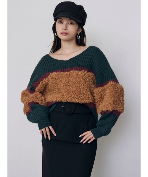 MURUA(ムルーア)の「【20th Anniversary Iconic Items】フェイクファーコンビニット(ニット/セーター・レディース・ブラック/グリーン/ホワイト・FREE)」の14枚目の写真