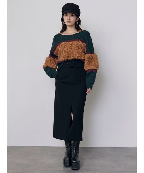 MURUA(ムルーア)の「【20th Anniversary Iconic Items】フェイクファーコンビニット(ニット/セーター・レディース・ブラック/グリーン/ホワイト・FREE)」の11枚目の写真
