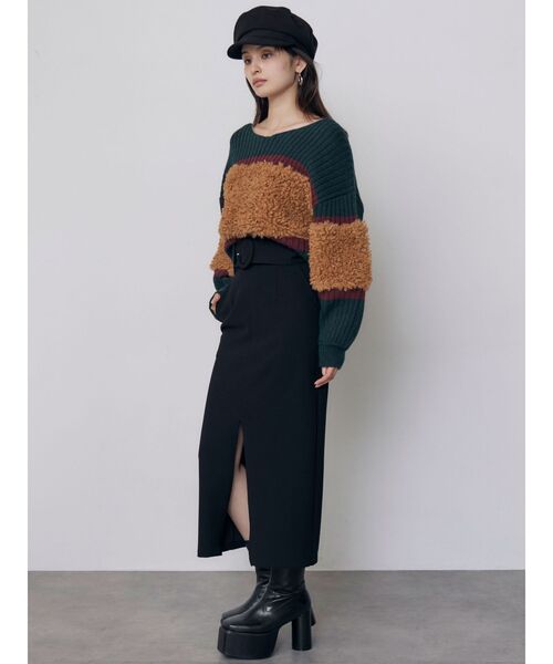 MURUA(ムルーア)の「【20th Anniversary Iconic Items】フェイクファーコンビニット(ニット/セーター・レディース・ブラック/グリーン/ホワイト・FREE)」の4枚目の写真