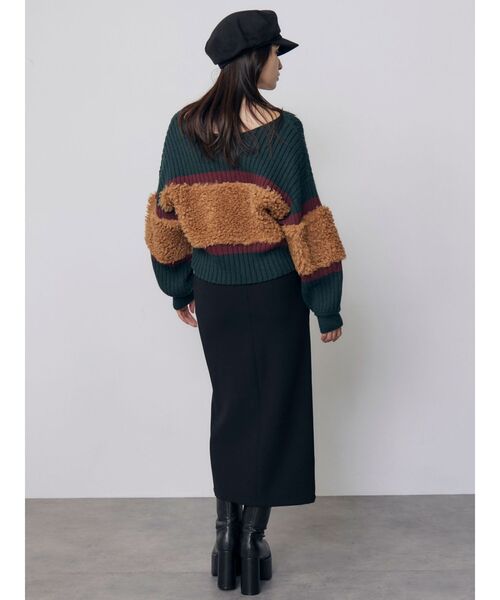 MURUA(ムルーア)の「【20th Anniversary Iconic Items】フェイクファーコンビニット(ニット/セーター・レディース・ブラック/グリーン/ホワイト・FREE)」の5枚目の写真