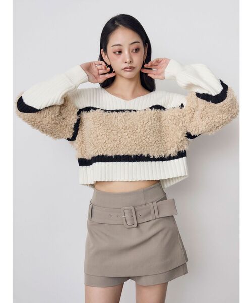 MURUA(ムルーア)の「【20th Anniversary Iconic Items】フェイクファーコンビニット(ニット/セーター・レディース・ブラック/グリーン/ホワイト・FREE)」の8枚目の写真