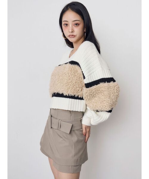 MURUA(ムルーア)の「【20th Anniversary Iconic Items】フェイクファーコンビニット(ニット/セーター・レディース・ブラック/グリーン/ホワイト・FREE)」の9枚目の写真