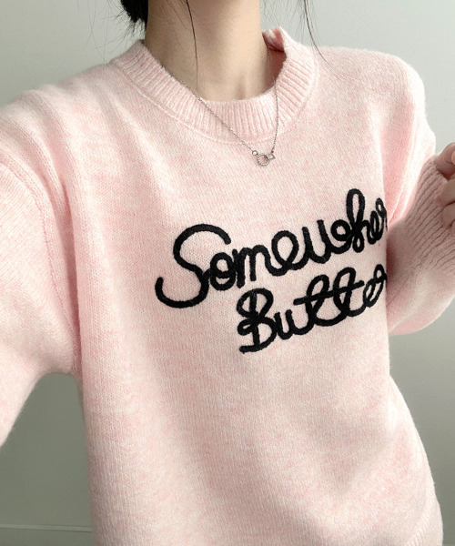 VIVID LADY(ビビッドレディー)の「レタリング刺繍 クルーネックニットプルオーバー(ニット/セーター・レディース・チャコールグレー/ブラウン/ピンク/アイボリー/ワイン・FREE)」の20枚目の写真