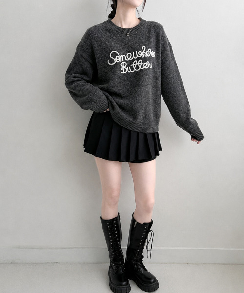 VIVID LADY(ビビッドレディー)の「レタリング刺繍 クルーネックニットプルオーバー(ニット/セーター・レディース・チャコールグレー/ブラウン/ピンク/アイボリー/ワイン・FREE)」の15枚目の写真