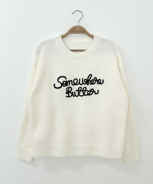 VIVID LADY(ビビッドレディー)の「レタリング刺繍 クルーネックニットプルオーバー(ニット/セーター・レディース・チャコールグレー/ブラウン/ピンク/アイボリー/ワイン・FREE)」の13枚目の写真