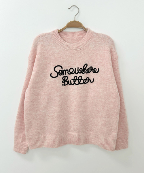 VIVID LADY(ビビッドレディー)の「レタリング刺繍 クルーネックニットプルオーバー(ニット/セーター・レディース・チャコールグレー/ブラウン/ピンク/アイボリー/ワイン・FREE)」の12枚目の写真