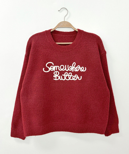VIVID LADY(ビビッドレディー)の「レタリング刺繍 クルーネックニットプルオーバー(ニット/セーター・レディース・チャコールグレー/ブラウン/ピンク/アイボリー/ワイン・FREE)」の11枚目の写真