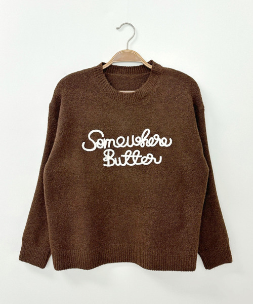 VIVID LADY(ビビッドレディー)の「レタリング刺繍 クルーネックニットプルオーバー(ニット/セーター・レディース・チャコールグレー/ブラウン/ピンク/アイボリー/ワイン・FREE)」の10枚目の写真