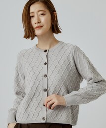 grove（グローブ）の「【毛玉軽減】大人上品なダイヤ柄ニットカーディガン（カーディガン/ボレロ）」