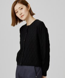 grove（グローブ）の「【毛玉軽減】大人上品なダイヤ柄ニットカーディガン（カーディガン/ボレロ）」