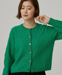 grove（グローブ）の「【毛玉軽減】大人上品なダイヤ柄ニットカーディガン（カーディガン/ボレロ）」