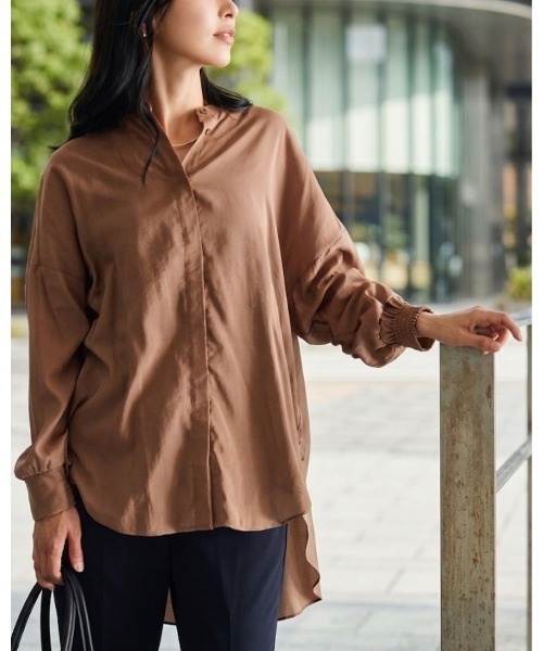 Ehre style(エーレスタイル)の「探してた!袖が留まる大人のシアーブラウス(シャツ/ブラウス・レディース・ライトグレー/モカ/ホワイト・FREE)」の1枚目の写真