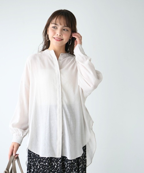 Ehre style(エーレスタイル)の「探してた!袖が留まる大人のシアーブラウス(シャツ/ブラウス・レディース・ライトグレー/モカ/ホワイト・FREE)」の4枚目の写真